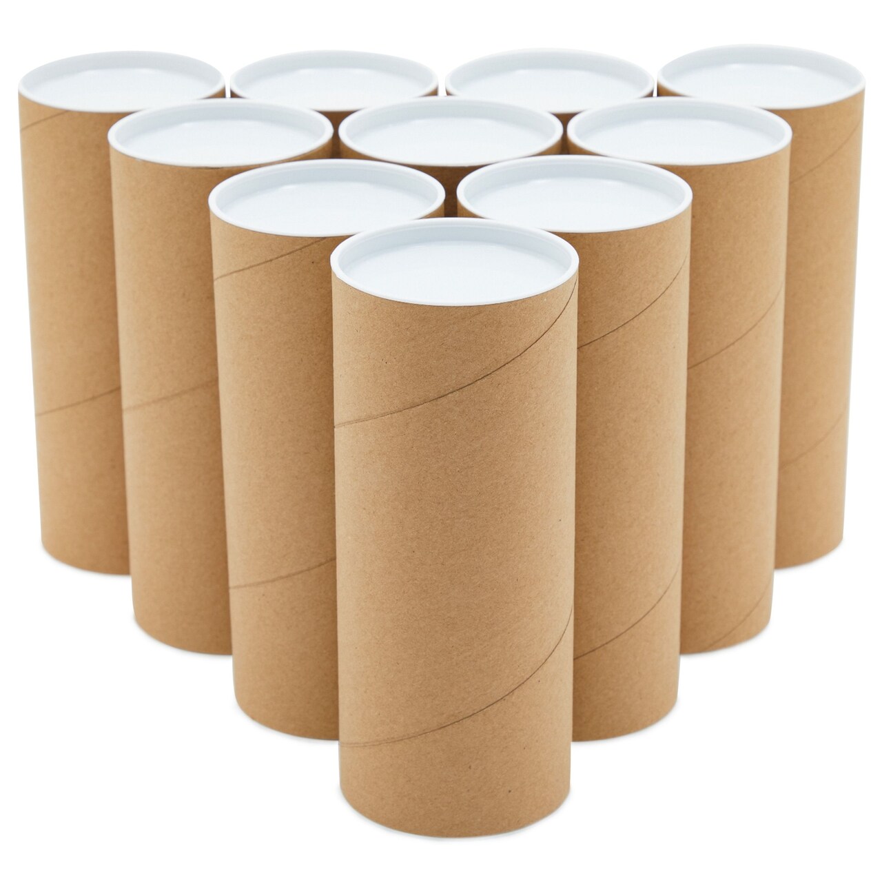 10-Pack Mailing Tubes with Caps for Packaging Posters, 3x7 Inch Round Cardboard Mailers for Artwork, Advent Calendars, Classroom Craft, DIY Projects, Gifts